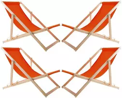 Rinkinys 4 saulės kėdžių komplektas, oranžinis, surinktas, Woodok