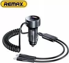 Automobilinis įkroviklis REMAX RCC336 52.5W su USB-C + Lightning spyruokliniu kabeliu, greitas
