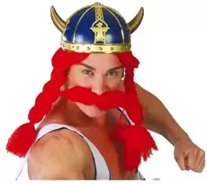 Fiesta Mėlynas vikingų šalmas su auksu