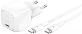 Belkin USB-C PD 30W, mažas, baltas + USB-C kabelis