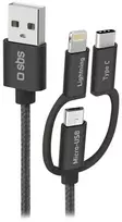 Kabelis SBS 3-in-1 USB/USB-C/MicroUSB/Lightning 1,2m