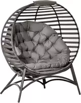 Outsunny papasano krėslas sodo kėdė 2 krepšeliai pagalvėlės ovalus poilsio krėslas sulankstomas balkonas terasa smėlis rudas plienas 118x75x139cm