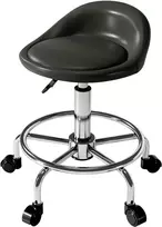 HOMCOM Reguliuojamo aukščio taburetė su atlošu Pasukama taburetė 59-75 cm Darbo taburetė 360° pasukama taburetė Biurui skirta taburetė Salonas Masažas Spa Juoda