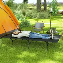 "Outsunny camp bed" sulankstoma kempingo lova su krepšiu 200 x 100 x 36 cm svečių lova iki 120 kg itin plati kempingo lova suaugusiesiems sulankstoma lova patalpoms, lauke, sode, kempinge, keliaujant juoda