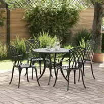 Lauko baldų komplektas Sodo valgomojo komplektas 5 pcs Juoda Aliuminis