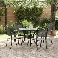 Lauko baldų komplektas Sodo valgomojo komplektas 5 pcs Juoda Aliuminis