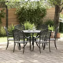 Lauko baldų komplektas Sodo valgomojo komplektas 7 pcs Juoda Aliuminis