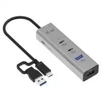 I-tec universalus įkrovimo metalinis HUB 2x USB-C + 2x USB-A prievadas, PD 85W