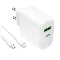 Puro Daily Prolite 45W USB-C USB-A Power Delivery Charger with USB-C Cable – Baltas