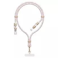 Dudao L20MAX 4in1 kabelis / Lanyard USB-A / USB-C / Lightning PD QC 65W 1.5m – rožinės spalvos