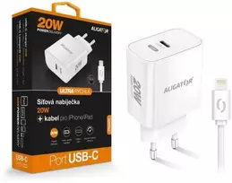 Aligator USB-C PD 20W greitas įkroviklis su USB-C laidu