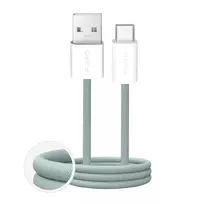 Puro Fabrik 2.0 10W USB-A – USB-C Braided Kabelis 1.5m – žalios spalvos