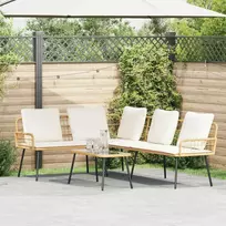 Lauko baldų komplektas Sodo Sofų Rinkinys su pagalve 2 pcs Natūrali poliratanas