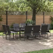 Lauko baldų komplektas Sodo valgomojo komplektas 11 pcs Juoda Plienas