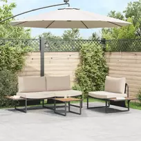 Lauko baldų komplektas Sodo valgomojo komplektas 3 pcs Taupe Plienas