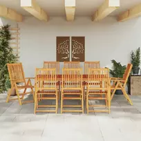 Lauko baldų komplektas Sodo valgomojo komplektas 9 pcs Ruda Kietos akacijos mediena