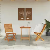 Lauko baldų komplektas Sulankstomas bistro rinkinys 3 pcs Ruda Kietos akacijos mediena