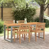 Sodo stalas Pilka 160 x 80 x 75 cm Kietos akacijos mediena