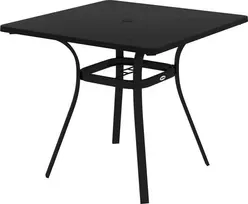 Outsunny sodo stalas valgomojo stalas skėčio skylė kvadratinis balkono stalas 4 asmenims kojų padas iki 70 kg terasa plienas juodas 80x80x76cm