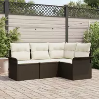 Lauko baldų komplektas Sodo Sofų Rinkinys su pagalve 4 pcs Ruda poliratanas