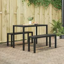Lauko baldų komplektas Sodo valgomojo komplektas 3 pcs Antracitas Plienas