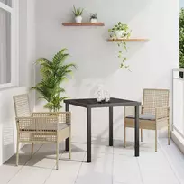 Sodo Kėdė su pagalve 2 pcs Smėlio 55 x 53 x 85 cm poliratanas