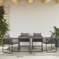 Kėdė su pagalve 4 pcs Juoda ir Antracitas PE ratanas