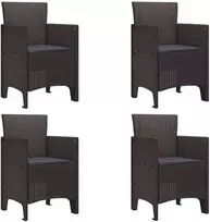 Sodo Kėdė su pagalve 4 pcs Ruda 53 x 49 x 85 cm Polipropilenas