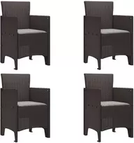Sodo Kėdė su pagalve 4 pcs Ruda 53 x 49 x 85 cm Polipropilenas