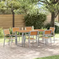 Lauko baldų komplektas Sodo valgomojo komplektas 7 pcs Pilka Kietos akacijos mediena