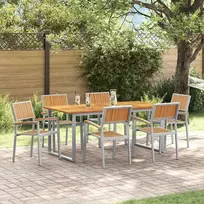 Lauko baldų komplektas Sodo valgomojo komplektas 7 pcs Pilka Kietos akacijos mediena