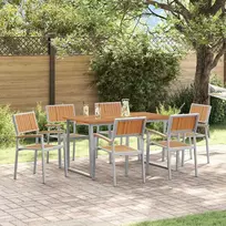 Lauko baldų komplektas Sodo valgomojo komplektas 7 pcs Pilka Kietos akacijos mediena