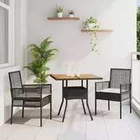 Lauko baldų komplektas Sodo valgomojo komplektas 3 pcs Pilka poliratanas