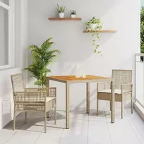Lauko baldų komplektas Sodo valgomojo komplektas 3 pcs Smėlio poliratanas