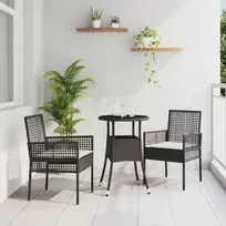 Lauko baldų komplektas Sodo valgomojo komplektas 3 pcs Juoda poliratanas