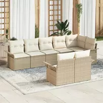 Lauko baldų komplektas Sodo Sofų Rinkinys su pagalve 8 pcs Smėlio poliratanas