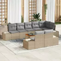 Lauko baldų komplektas Sodo Sofų Rinkinys 9 pcs smėlio ir šviesiai pilkos spalvos