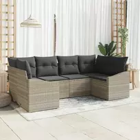 Lauko baldų komplektas Sofos komplektas su pagalve 6 pcs Šviesiai pilka poliratanas