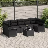 Lauko baldų komplektas Sodo Sofų Rinkinys su pagalve 8 pcs Juoda poliratanas