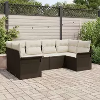 Lauko baldų komplektas Sodo Sofų Rinkinys su pagalve 6 pcs Ruda poliratanas