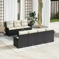 Lauko baldų komplektas Sodo Sofų Rinkinys su pagalve 8 pcs Juoda poliratanas