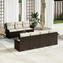 Lauko baldų komplektas Sodo Sofų Rinkinys su pagalve 8 pcs Ruda poliratanas