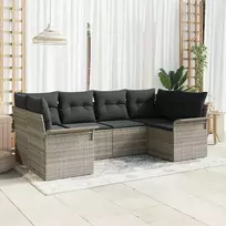 Lauko baldų komplektas Sodo Sofų Rinkinys su pagalve 6 pcs Šviesiai pilka poliratanas