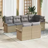 Lauko baldų komplektas Sodo Sofų Rinkinys su pagalve 7 pcs Smėlio poliratanas