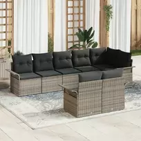 Lauko baldų komplektas Sodo Sofų Rinkinys su pagalve 8 pcs Pilka poliratanas
