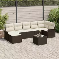 Lauko baldų komplektas Sodo Sofų Rinkinys su pagalve 8 pcs Ruda Poli ratanas