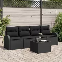 Sodo Sofų Rinkinys Juoda 55 x 55 x 37 cm poliratanas