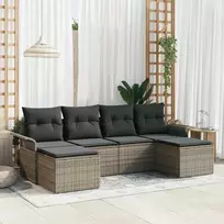 Lauko baldų komplektas Sodo Sofų Rinkinys su pagalve 6 pcs Pilka poliratanas