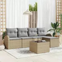 Lauko baldų komplektas Sodo Sofų Rinkinys 6 pcs Smėlio poliratanas