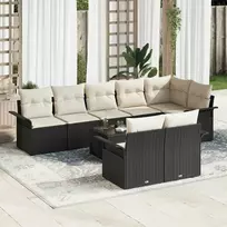 Lauko baldų komplektas Sodo Sofų Rinkinys su pagalve 9 pcs Juoda poliratanas